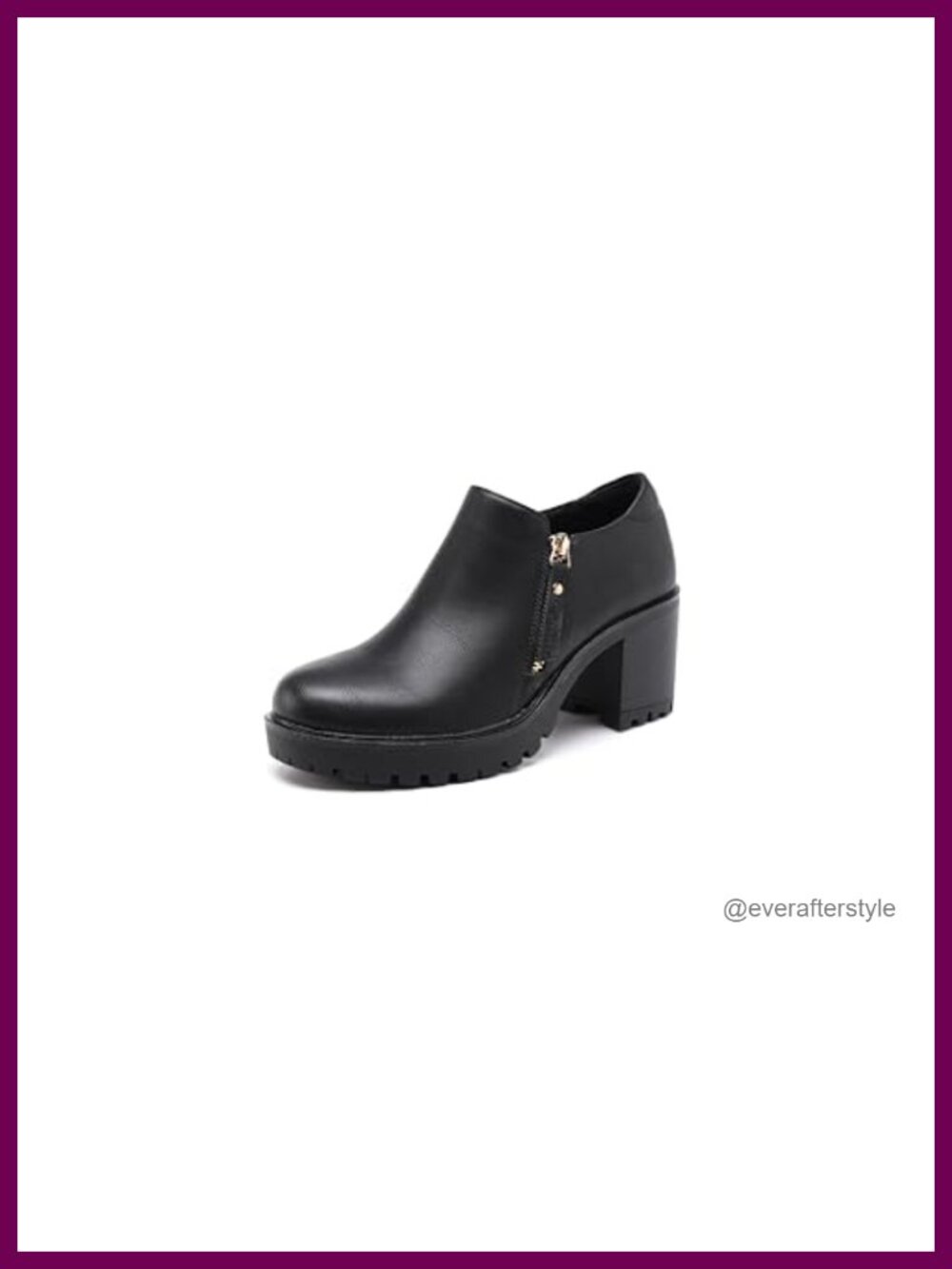 Chunky Heeled Ankle Boots for Women Faux Leather Platform Booties Side Zipper
